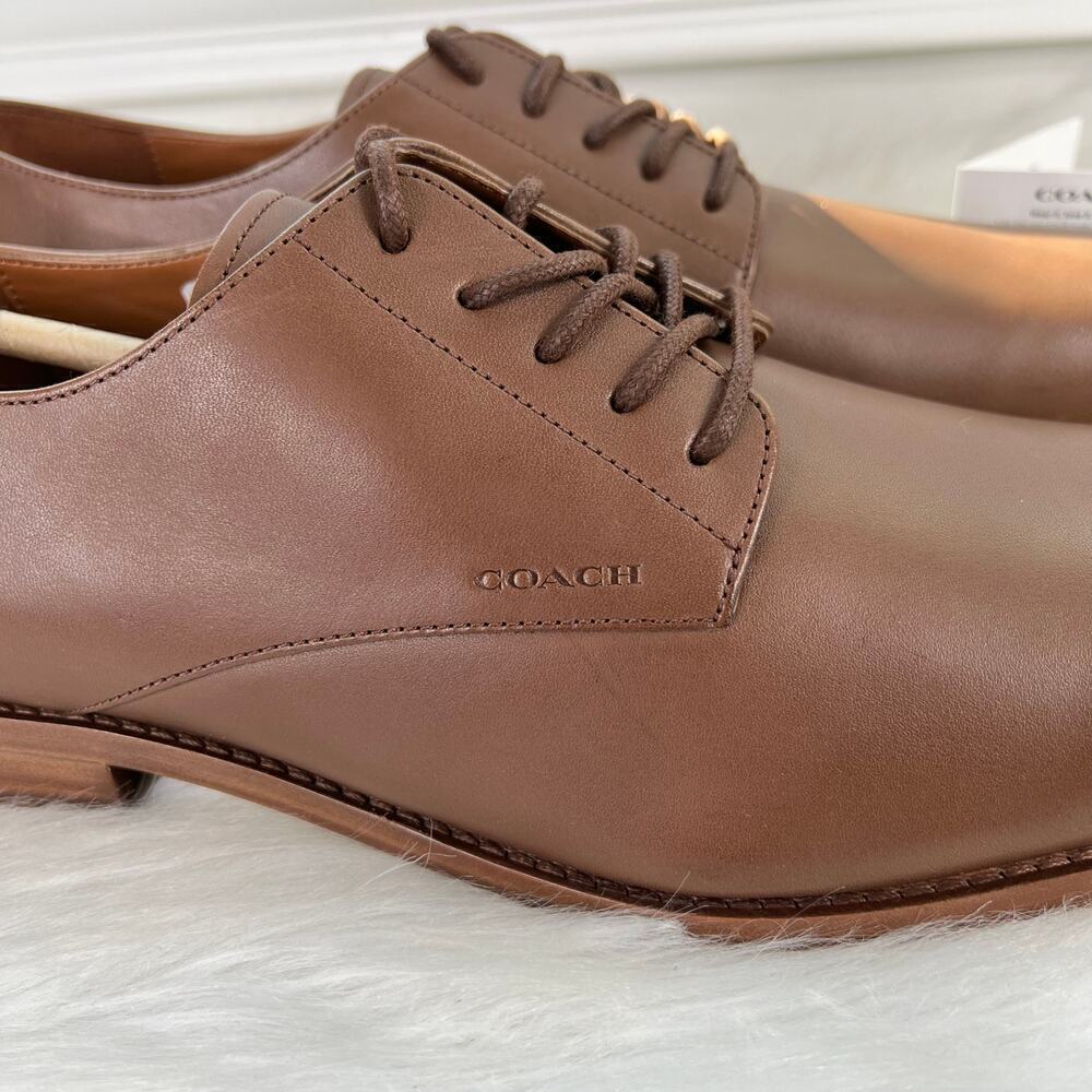 New Men’s Classic Coach Plain-Toe Derby Leather Oxfords Size 13 - Picture 2 of 8